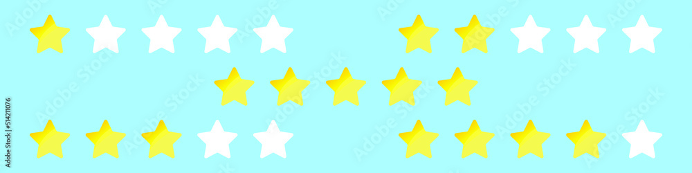 Poster star rating vector illustration set. a set of yellow and gray stars for grading. rating scale in sta