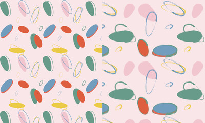 seamless Trendy colorful pattern set with brush strokes, hand - drawn. Vector illustration	
