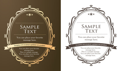 高級感のあるカードデザイン。アンティークな装飾デザイン。エレガントな縁の模様。