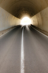 tunnel on the mountain highway without people, daylight