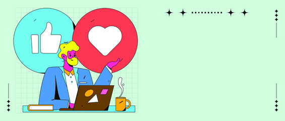 Colleagues in office collaboration vector creative flat operation illustration
