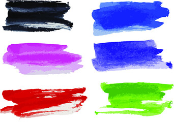 Painted watercolor vector blots. Watercolor spots in vector. Set of watercolor strokes. Elements for postcards. For design and creation. Artistic.