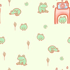 cute frog seamless pattern