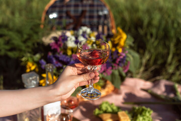 Brunette girl and summer sunny day