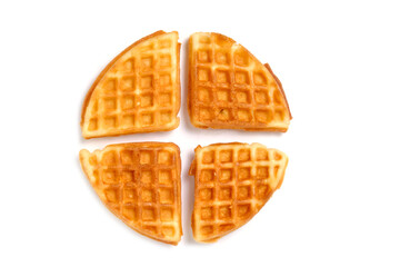 Triangular waffle slices white background.