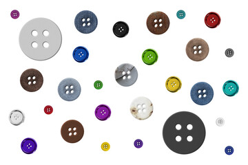 Buttons sewing elements set on white background