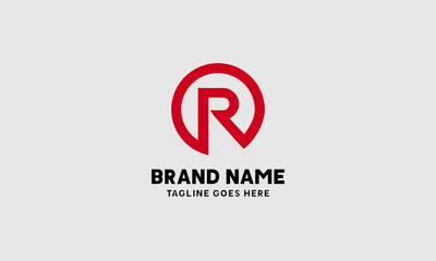 Fototapeta premium Circle R logo design in Red - R Monogram Initial Letters