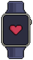 Pixel art smartwatch with heart icon
vector icon for 8bit game on white background