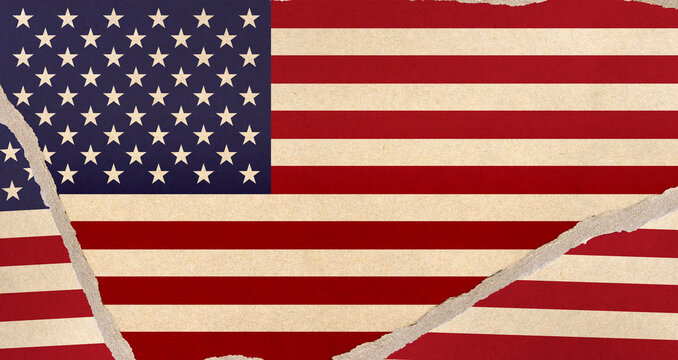 old cardboard with United States of America flag background. flag background. USA flag.