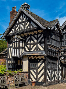 Little Moreton Hall, a 16th-century half-timbered Tudor Manor House near Congleton in Cheshire, northwest England. 