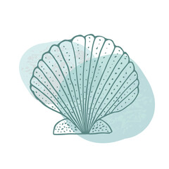 Hand-drawn seashell spiral with a texture of many dots.