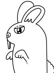 black and white of cute rabbite cartoon for coloring