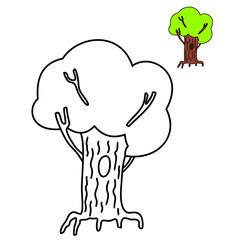 Coloring page with tree with hollow