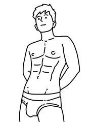 Fototapeta premium black and white of cute man cartoon for coloring