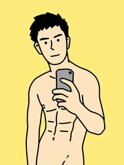 cute man cartoon on yellow background