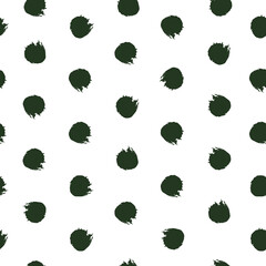Cute Hand Drawn Black Polka Dots Seamless Pattern. Vintage Circle Paintbrush Element Isolated on white Background. Vector