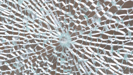 Broken tempered glass abstract background texture, shattered glass window object structure, bullet...