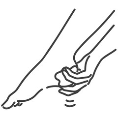 クリームでかかとをマッサージをしているイラスト
