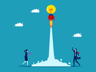 Creativity. Idea bulbs soar into the sky. Finance and Investment Concept Vector illustration
