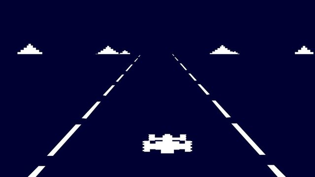 Racing car 8 bit, old game,  play, arcade.