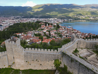 Fototapeta na wymiar Drone view at the town of Ohrid in Macedonia