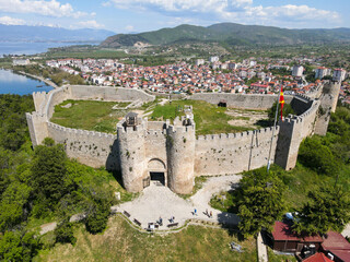 Drone view at Samuel's fortress of Ohrid in Macedonia