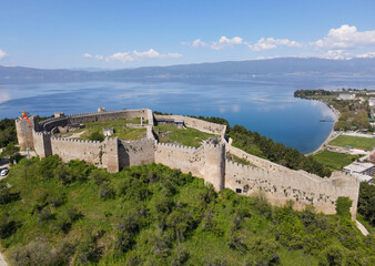 Fototapeta na wymiar Drone view at Samuel's fortress of Ohrid in Macedonia