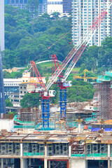 Frontal view of a construction site.