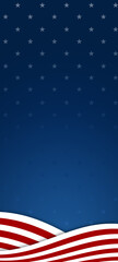 Vertical illustration with white stars and on a blue background
