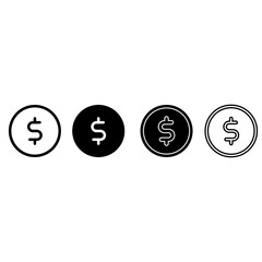Dollar icon vector set. Money illustration sign collection. Coin symbol or logo.