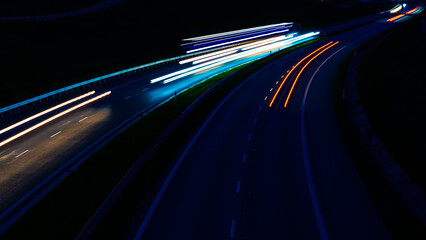 lights of cars with night. long exposure