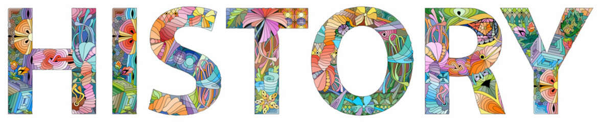 The word HISTORY. Colorful vector word isolated on a white background
