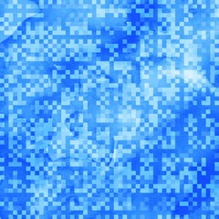Blue watercolor background with pixel texture