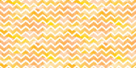 Yellow zig-zag watercolor seamless pattern