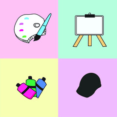 cute icon for painting tools, flat style