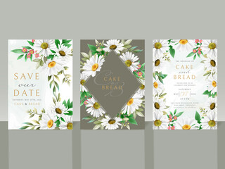 Beautiful white flower wedding invitation card set
