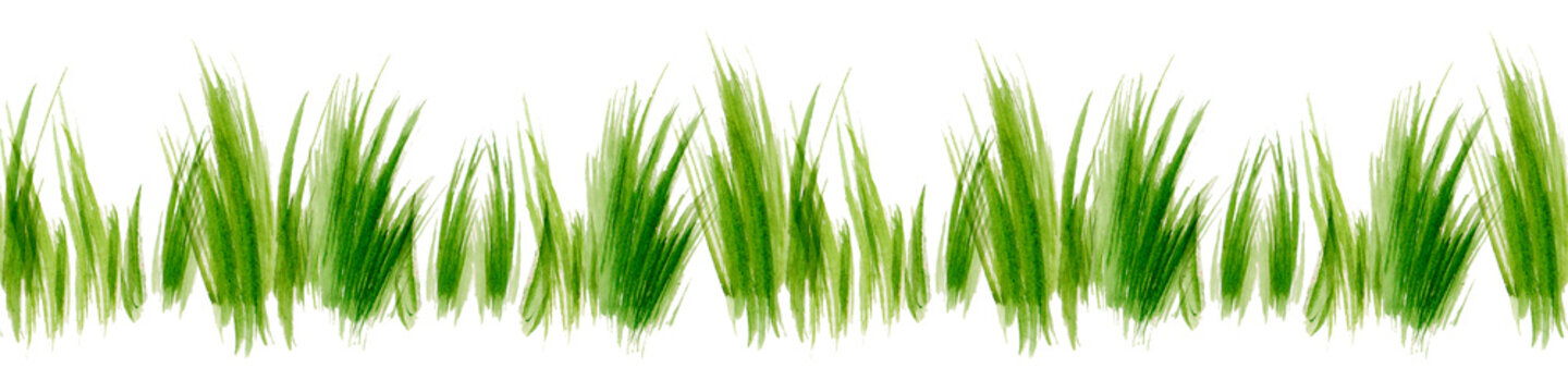 Wet watercolor green seamless pattern with color blurred stripes. Repeat straight stripes texture background. Hand drawing grass pattern.