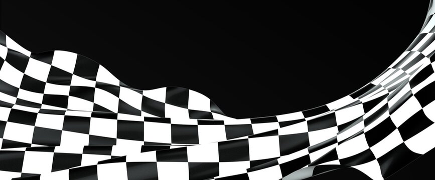 Checkered flag, race flag background 3d.