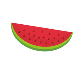 This is a slice of watermelon isolated on a white background