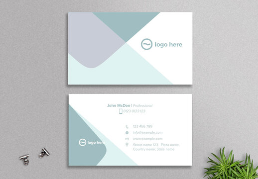 Business Card with Light Blue Accents