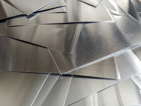 aluminum metal sheets. industrial metal pile, production rectangular pieces
