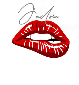 red lip design with slogan 