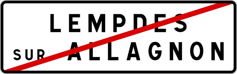 Panneau sortie ville agglomération Lempdes-sur-Allagnon / Town exit sign Lempdes-sur-Allagnon