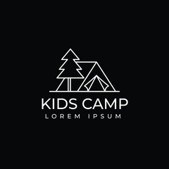 Kids camping logo design template