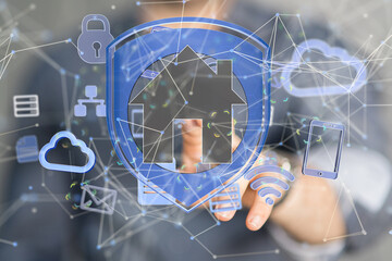 home data. Digital cyberspace with particles and Digital data network connections concept.
