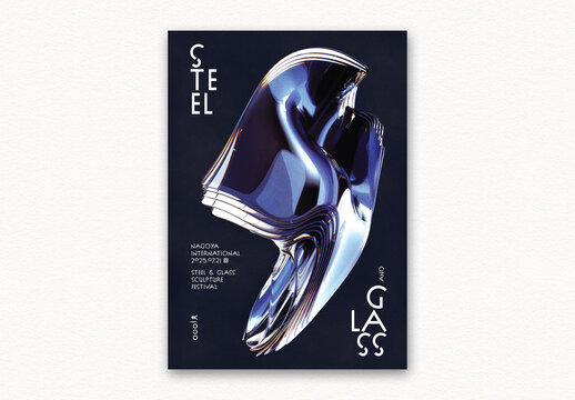 Futuristic Poster Layout with Abstract Glass Form