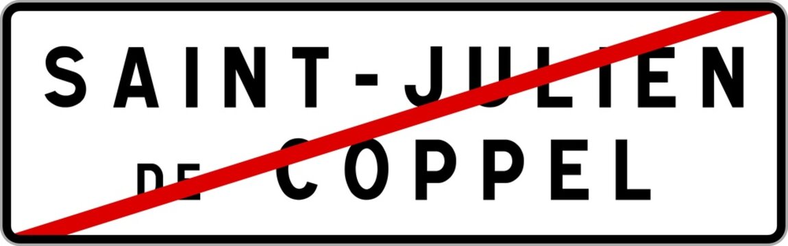 Panneau sortie ville agglom&eacute;ration Saint-Julien-de-Coppel / Town exit sign Saint-Julien-de-Coppel