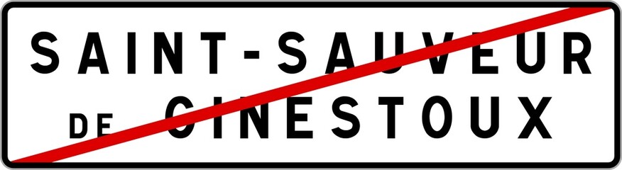 Panneau sortie ville agglomération Saint-Sauveur-de-Ginestoux / Town exit sign Saint-Sauveur-de-Ginestoux
