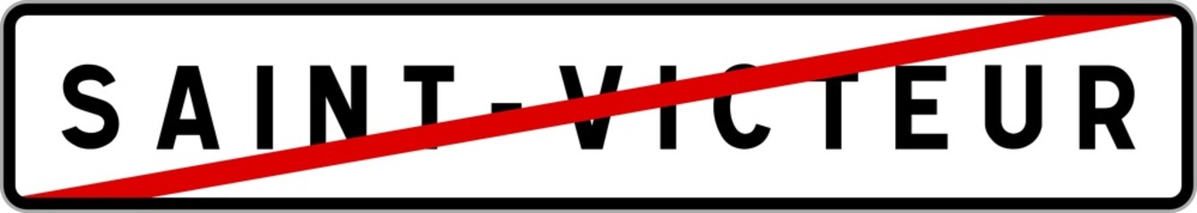 Panneau sortie ville agglomération Saint-Victeur / Town exit sign Saint-Victeur