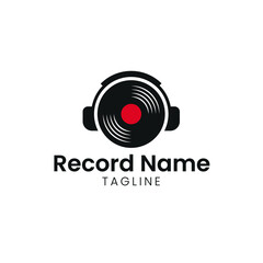 Music record logo design template